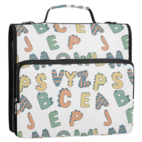 Letter 3 Ring Zipper Binder Bag with Shoulder Strap for School | 2 Inch 3 Ring, Secure Zippered Closure, Organizer Pockets for Classification, Heavy Duty File Organizer - color: Letter White