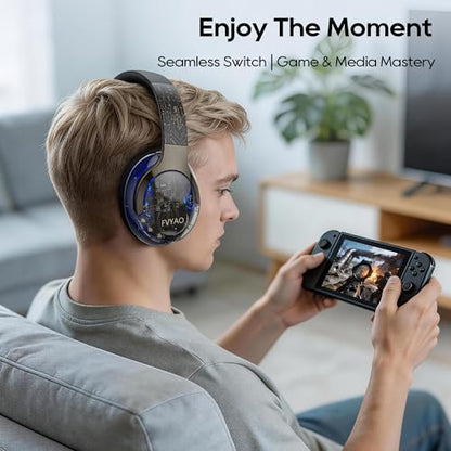 Bluetooth Headphones Over Ear with RGB Light, Foldable Lightweight Wireless Over Ear Headphone Bluetooth 6.0, 65H Playtime, Comfortable Breathable Safe for Working Gaming Travel (Black) - color: Black