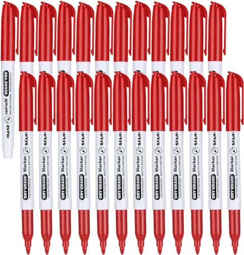 SFAIH Fine Tip Dry Erase Markers - 24 Pack Red Whiteboard Erasable Markers Bulk, For Highlighting, Corrections - High-Visibility Pens for Teachers, Editors & Project Teams, Non-Toxic Easy Clean - color: Red, size: 1 Count (Pack of 24)