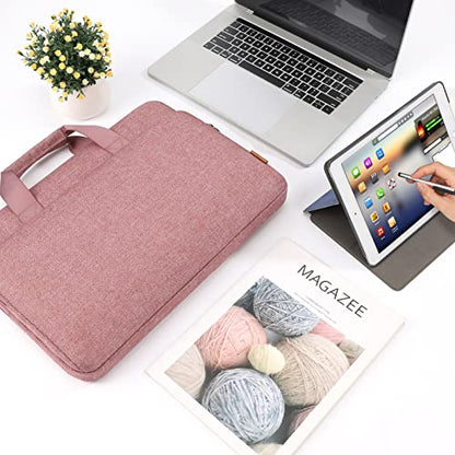 DOMISO 15.6 inch Laptop Case Sleeve Protective Cover Compatible with 16 inch MacBook Pro M4 M3 M2/Pro Max,15.6-16 inch HP Dell ASUS Lenovo Chromebook,Waterproof Computer Cases Bag with Handle,Pink - color: Pink, size: 15.6 inch