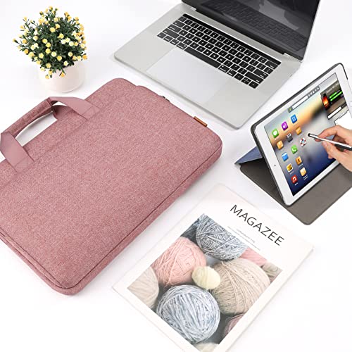 DOMISO 14 inch Laptop Case Sleeve Protective Cover Compatible with MacBook Air 15 M4 M3 M2,MacBook Pro,14-15 inch HP Dell ASUS Lenovo Chromebook,Waterproof Computer Bag with Handle,Pink - color: Pink, size: 14 inch