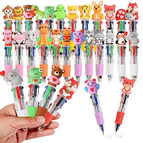 Animal Party Favors Animal Pens Multicolor Pen in One Cute Fun 4-in-1 Pens Bulk Cool Ballpoint Pens for Birthday Gifts Teacher Supplies (Animal, 24) - style: Animal