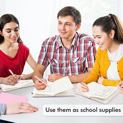 feela 12 Pack Notebooks Journals Bulk, Hardcover Notebook Classic Ruled Lined Journals with Pen Holder for Women Girls School Business Supplies, with 12 Black Pens, 120 GSM, 5.1”x8.3”, A5, Rose Pink - color: 12 Rose Pink