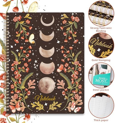 Spiral Notebook - Notebooks Spiral Bound with Back Pocket, Journal Notebook | Spiral Journal for Women, 8.5" x 10.5", 144 Pages, College Ruled Writing Notebook, 100gsm Paper, for Office & School