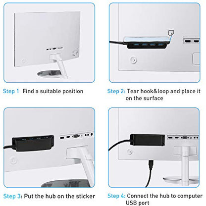 4-Port USB 3.0 Portable Desk Hub,Fixable USB Data Hub 3.0 with 3.3ft/100CM Cable for MacBook, Mac Pro/Mini, iMac, XPS, Surface Pro, Notebook PC, USB Flash Drives, Mobile HDD,Computer and More