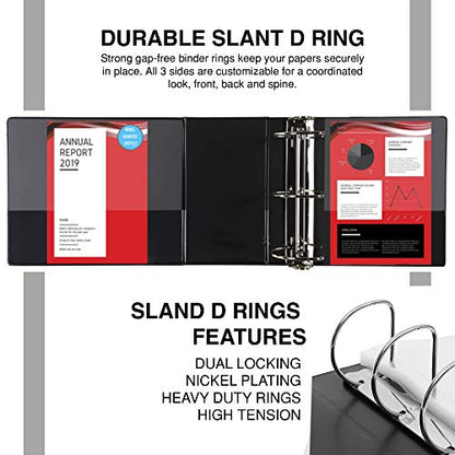 Performore - 2 Pack of 6 Inch 3 Ring Binder with Locking Angle D Rings, Professional Heavy Duty Large Storage Binder with Pockets, Fits 8.5 x 11 Inch Sheets, Non-Stick Clear View Cover, Customizable