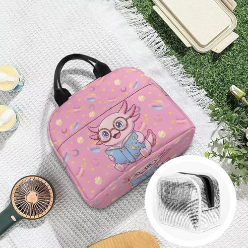 Kawaii Axolotl Kids Lunch Bag Large Capacity Kids Insulated Lunch Box Bag Thermal Picnic Cool Bags Lightweight for Work School Picnic Camping - color: Kawaii Axolotl