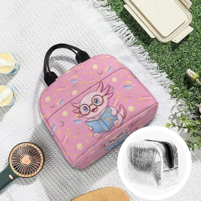 Kawaii Axolotl Kids Lunch Bag Large Capacity Kids Insulated Lunch Box Bag Thermal Picnic Cool Bags Lightweight for Work School Picnic Camping - color: Kawaii Axolotl