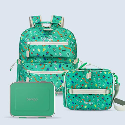 Bentgo Kids Stainless Steel Leak-Resistant Lunch Box - 3-Compartments with Bonus Silicone Container, Durable, Eco-Friendly, Dishwasher Safe, BPA-Free, Ideal for School, Ages 3+ (Green) - color: Green