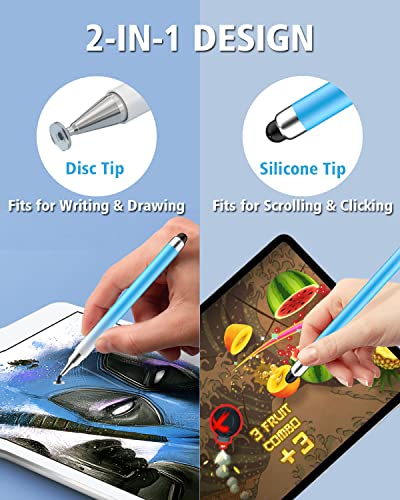Stylus Pens for Touch Screens, Universal 2 in 1 Stylus Pen for iPad Compatible with iPhone, iPad, Android, Microsoft Tablets, Phones, Surface,[5 Pack]-Blue,Green,Pink,Purple,Yellow - size: 5 Pack