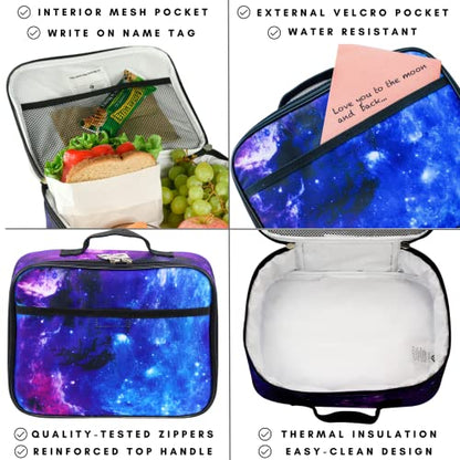 Fenrici Kids Bento Box and Lunch Box Set, Insulated Lunch Box for Boys, Girls with 5 Compartment Container, Utensils Included for School, BPA Free, Purple Galaxy, Pastel Blue Bento - color: Purple Galaxy