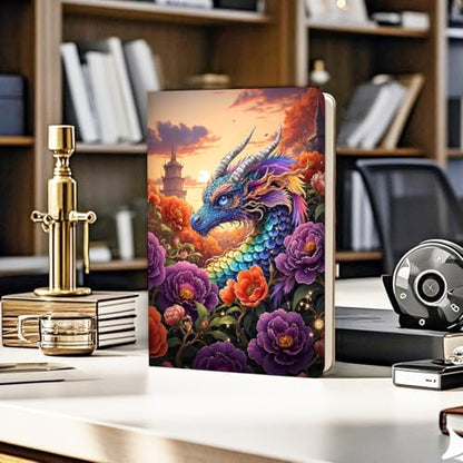 Lovdazzles Pretty Leather Lined Journal rainbow dragon Notebook 200 Pages A5 Ruled Notebooks, Notebook Journal for Writing Work, Dragon Lovers Gifts for Women (5.8 x 8.3) - color: Multi 1729
