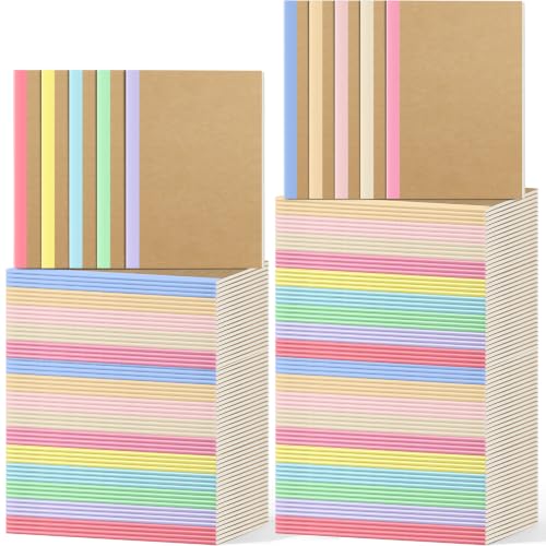 Handepo 100 Pack A5 Composition Notebooks Bulk 5"x8" Wide Ruled Soft Cover Journals, 60 Pages Composition Notebooks Bulk School Supplies for Students Classroom Office - color: Fresh Macaron, size: A5
