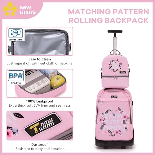 NEW TILAMI Kids Lunch Bag Double Insulated for tilami Rolling Backpack Girls Boys forTravel School Picnic, Blush Bloom - color: Blush Bloom