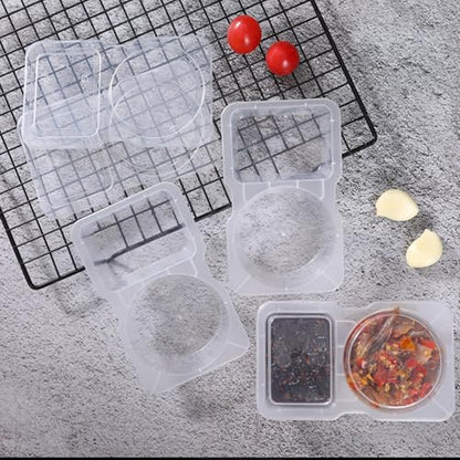 VOUKEN Double Compartment Condiment Container with Lid Double Compartment Snack Containers Double Compartment Snack Containers for to-go Sauce, Sampling, Travel Snack (Transparent 20PCS) - color: Transparent 20PCS