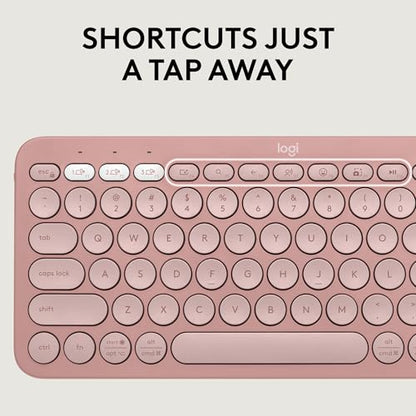 Logitech Pebble 2 Combo Wireless Keyboard and Mouse Quiet - Tonal Rose | Quiet and portable, customizable, Logi Bolt, Bluetooth, Easy-Switch for Windows, macOS, iPadOS, Chrome - color: Rose