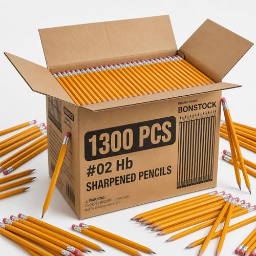 Pack of 1300, Pre Sharpened Pencils Bulk #2 HB Pencils, Yellow bulk Pencil for Classroom, Pre Sharpened Pencil #2 bulk