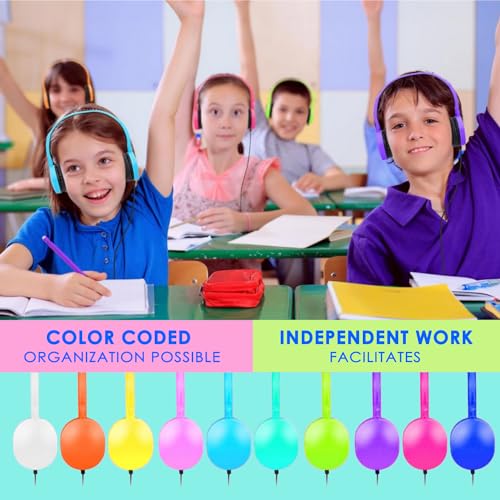 Kids Headphones Bulk 10 Pack for School Classroom Student Children Toddler Boys Girls Teen and Adult, Computer Earphones Class Set of Headphones for Students (PU102,10 Mixed)