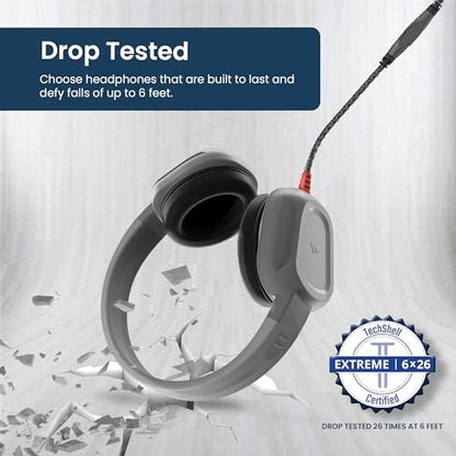 Brenthaven Rugged 2 Wired Headphones with Mic | USB C - Long Tangle Free Chew-Proof Cord w In Line volume control - Reliable Drop Tested and Comfortable for Kids K-12 Students Classroom and School Use - size: USB-C