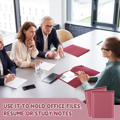 Henoyso 60 Pack Plastic Folders with Clear Front Pockets Bulk Heavy Duty File Folders with 2 Pockets and Card Slot for Student Teacher Back to School Supplies Office Presentation (Dark Red) - color: Dark Red