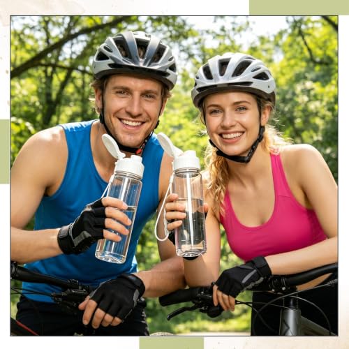 Mifoci 40 Pieces Plastic Water Bottle Bulk for Kids Adults 17 oz Reusable Large Water Bottle Bulk with Handle Strap Lightweight Leakproof Flip Top for Party Outdoor School(Clear,White) - color: Clear,White