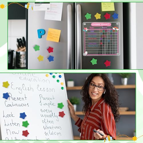 24Pcs Strong Magnetic Dry Erase Eraser, Classroom Must Haves, Star | 4 Color Mini Whiteboard Eraser, Classroom Essentials for Kindergarten, Prek, Elementary, Office - style: Star