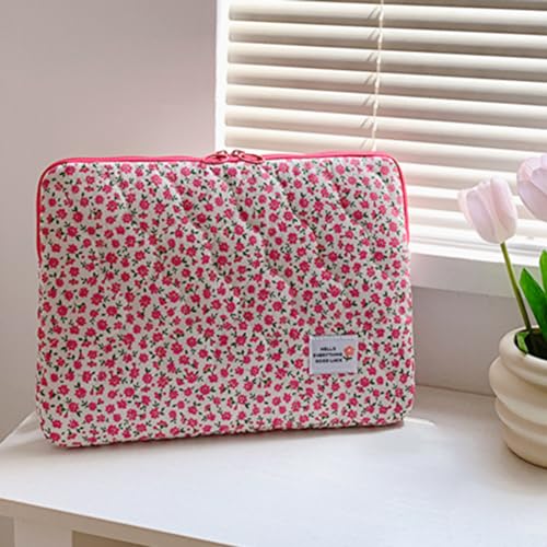 Laptop Bag for 13 14 Inch Notebook, Water-Resistant Briefcase Style Carry Case with Soft Padded Protection, Shockproof Zippered Computer Sleeve for Mac-Book Air/Pro, Business & Travel - color: Pink Flower