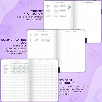 Clever Fox Teacher Planner, School & Homeschool Book, B5 Size Purple | Undated, 7x10, lay-flat binding, heavy-duty hardcover, teacher lesson weekly & daily planner, homeschool supplies - color: Purple, size: Smaller than A4 (7″ x 10″)