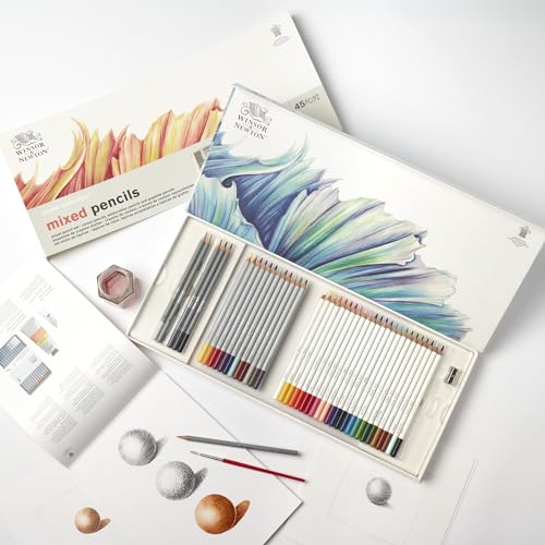 Winsor & Newton Studio Collection 아티스트 연필, 혼합 필통 세트, 45피스 - style: 45피스 혼합 연필 세트