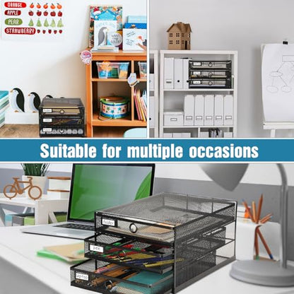 Zhanmai 1 Pack Black Desk Organizer with Drawer Total Wire Mesh Storage Tray Multifunctional Paper Sorter File Stand for Home Office Supplies Letter A4 Paper Office Accessories Back to School (3 Tier)