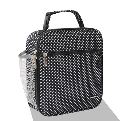 Lovoeo Lunch box Lunch bag for men women Insulated Lunchbox Lunch bags for Work Picnic Travel (Black polka dot) - color: Black polka dot