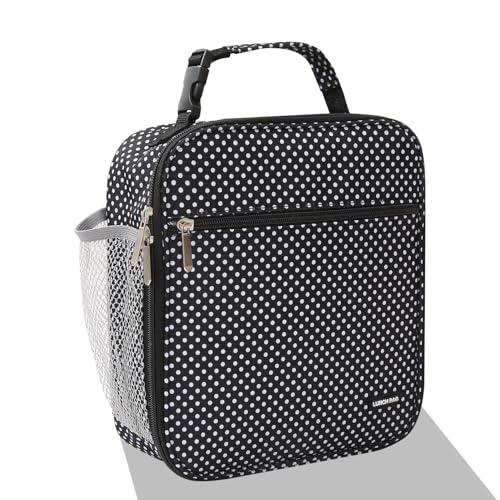 Lovoeo Lunch box Lunch bag for men women Insulated Lunchbox Lunch bags for Work Picnic Travel (Black polka dot) - color: Black polka dot