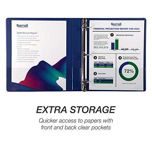 Samsill Durable 1 inch 3 Ring Binder, D Ring Binder, 100% Recycled Chipboard, Blue - color: Blue, size: 1 Pack, style: 1 Inch