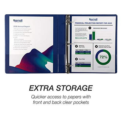 Samsill Durable 1 inch 3 Ring Binder, D Ring Binder, 100% Recycled Chipboard, Blue - color: Blue, size: 1 Pack, style: 1 Inch