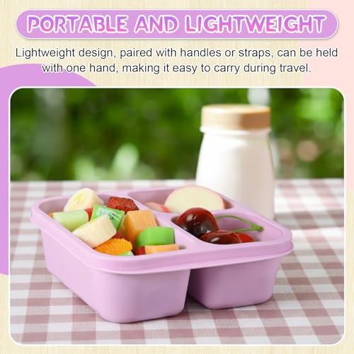 Honeydak 5 Pack Snack Containers 3 Compartment Bento Snack Boxes Divided Meal Prep Containers with Lids Reusable Adults Lunch Food Storage Box for School Work Travel(Pink Gray) - color: Pink Gray