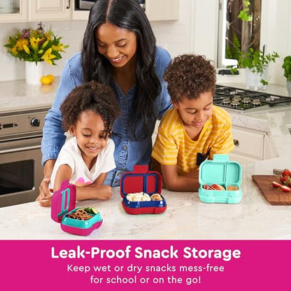 Bentgo Kids Snack Leak-Proof 2 Compartment Bento-Style Container | For Snacks & Small Meals, Easy-Open Latch, Dishwasher Safe, BPA-Free for School, Daycare, & Sports, Ages 3+ (Fuchsia/Teal) - color: Fuchsia/Teal