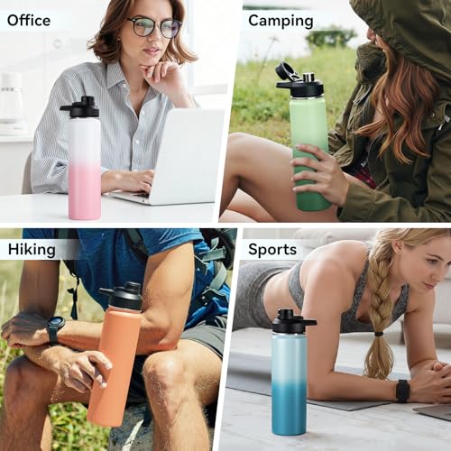 Fijinhom Insulated Water Bottle with Handle, 304 Stainless Steel Water Bottles with Wide Mouth, Double Wall Vacuum Sports Water Bottle, BPA Free, Keep Cold and Hot, 24 Ounces, Jungle Fade - color: Jungle Fade, size: 24 Ounces