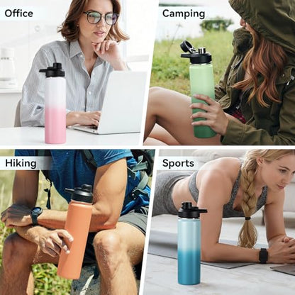 Fijinhom Insulated Water Bottle with Handle, 304 Stainless Steel Water Bottles with Wide Mouth, Double Wall Vacuum Sports Water Bottle, BPA Free, Keep Cold and Hot, 24 Ounces, Jungle Fade - color: Jungle Fade, size: 24 Ounces