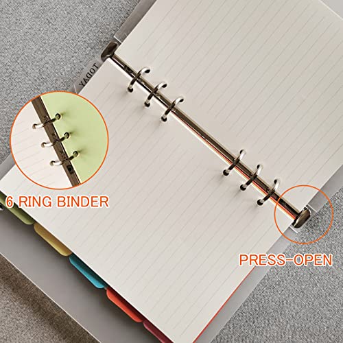 DY.2ten Refillable Notebook Set - 3 Pack Lined Refill Paper, Clear Zipper Binder Pockets, Dividers, Index Tabs, Ruler Marker - color: A5 Lined Paper