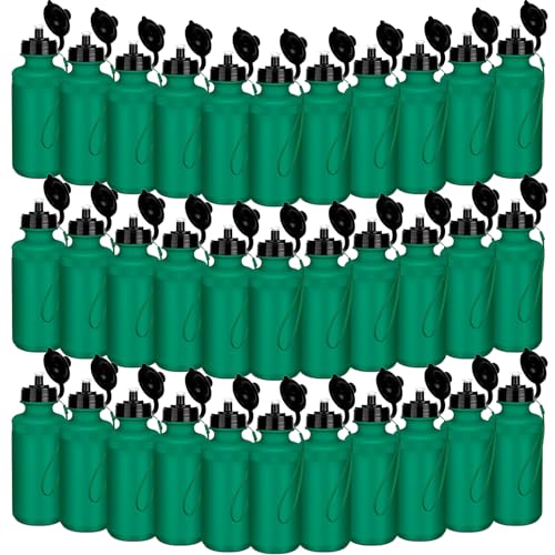 Ziliny 72 Pcs Resuable Water Bottles Bulk for Kids 20 oz Squeeze Sports Plastic Water Bottles with Lanyards Blank DIY Cups for VBS Back School Operation Christmas Summer Camp - color: Green