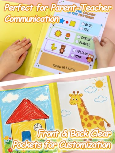 Apipi 24 Pcs Take Home Folders with Pockets for Elementary Students, Yellow | Durable Kindergarten Parent-Teacher Communication Plastic Folders, Back to School Teacher Supplies for Classroom - color: Yellow