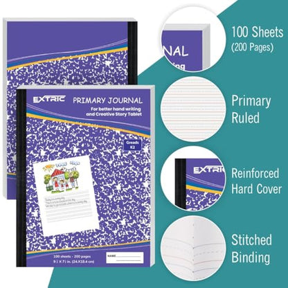 EXTRIC Primary Composition Notebook K-2, 48 PK Primary Journal 200 Pages - size: 48