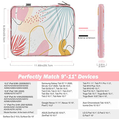 MoKo 9-11 Inch Tablet Sleeve Bag Carrying Case with Accessory Pocket | Fits iPad Air 11-inch M4, iPad Pro 11-inch M5, iPad A16 11-inch, iPad 10/9/8/7th and Tab S9/S8 11-inch, Tropical Leaf - color: Tropical Leaf, size: 9-11 Inch