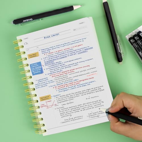 Grabie Erasable Gel Pens, 6 Black 0.7 mm Medium Point Pens | Rich Black Ink, Clean Erasing, Smooth Writing, Comfortable Grip, Quick Drying, Ideal For Students, Journaling - color: Black