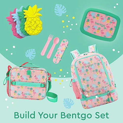 Bentgo Kids 2-in-1 Backpack & Insulated Lunch Bag - Durable 16” Backpack & Lunch Container in Unique Prints for School & Travel - Water Resistant, Padded & Large Compartments (Tropical) - color: Tropical