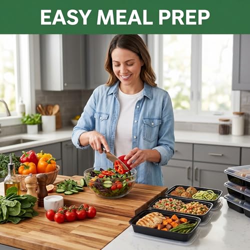 Meal Prep Containers 50 Pack with Lids, 32 Oz Food Storage Containers, BPA Free Reusable Plastic Boxes, Leakproof Microwave Freezer Dishwasher Safe for Home & Office - size: 32 oz
