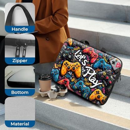 Laptop Sleeve with Handle 12 Inch, Waterproof Laptop Case Bag, Play Games Pattern Design Computer Sleeve Compatible with MacBook Air, Pro, HP, Dell, Lenovo, ASUS - color: Play Games, size: 12inch(11.6-12.3")