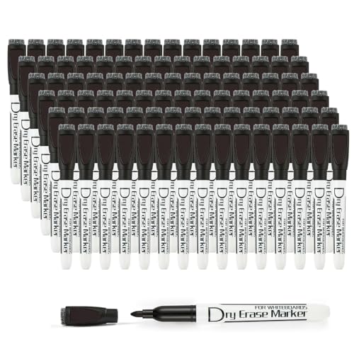 Volcanics Magnetic Dry Erase Markers with Eraser, Black, 90 Pack | Fine Tip Whiteboard Markers, Low Odor Dry Erase Pens, Easy Erase, Quick Dry Ink for Whiteboards, Glass, Calendars, Office - color: Black, size: 1 Count (Pack of 90)
