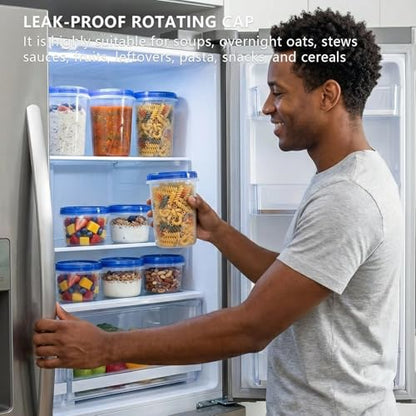 6 Pack Food Storage Containers with Lids, 34/17oz BPA Free Plastic Containers, Safe for Freezer Microwave and Dishwasher, Reusable Soup & Meal Prep Containers
