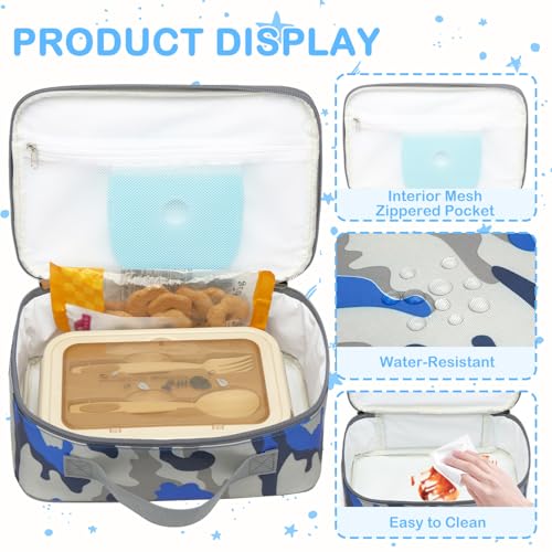 FlowFly Kids Lunch box Insulated Soft Bag Mini Cooler Back to School Thermal Meal Tote Kit for Girls, Boys, Flag - color: Flag
